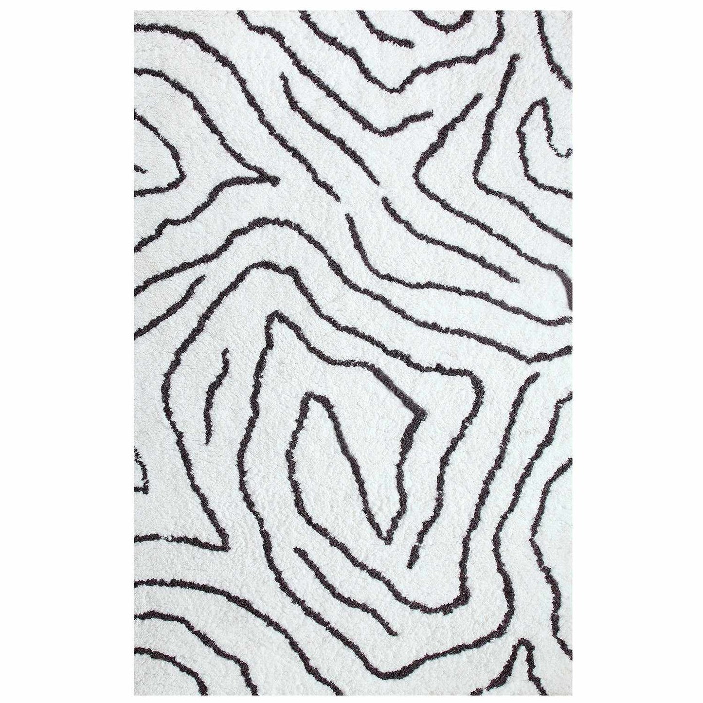 Superior Carleton Modern Handwoven Shag Area Rug - White/Grey