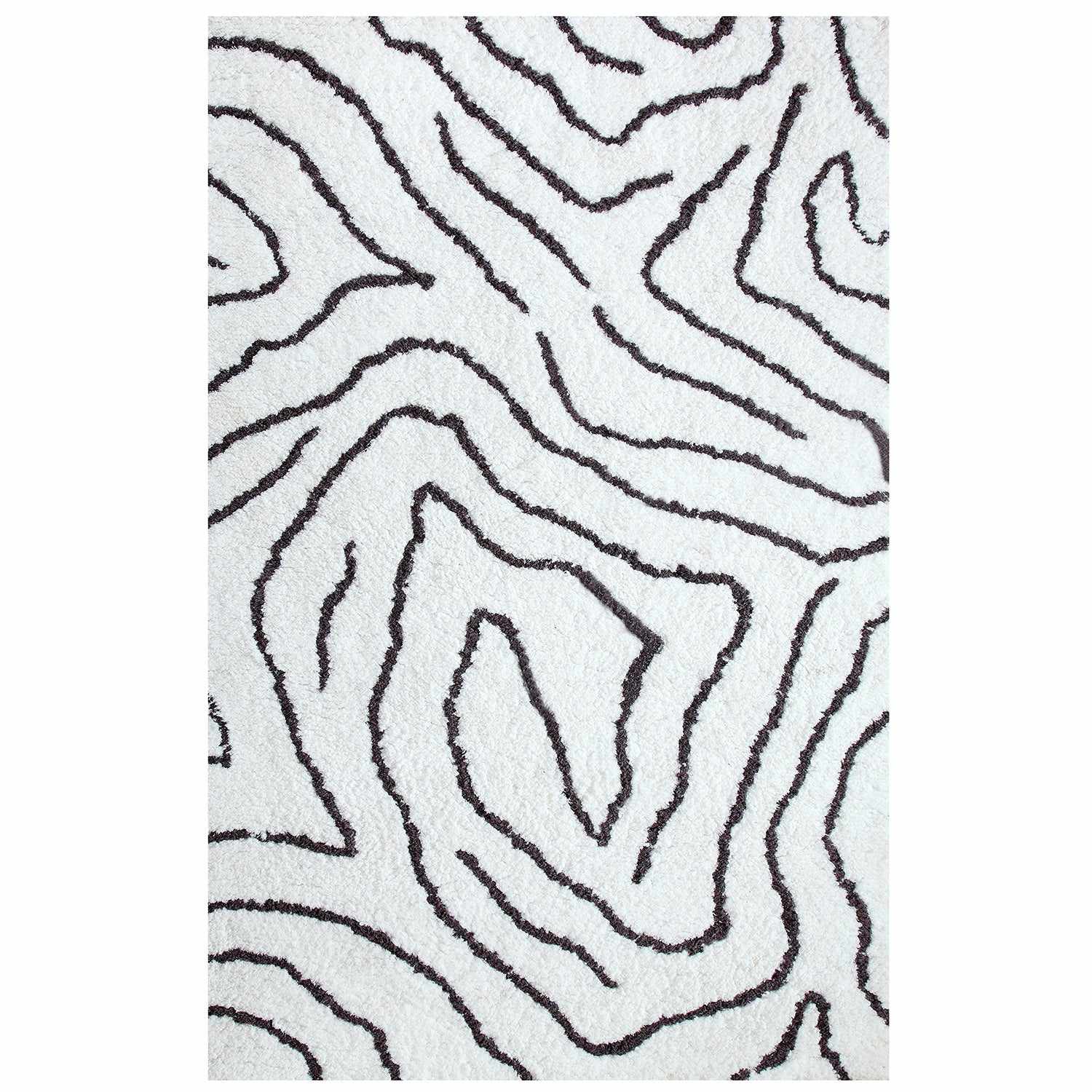 Superior Carleton Modern Handwoven Shag Area Rug - White/Grey