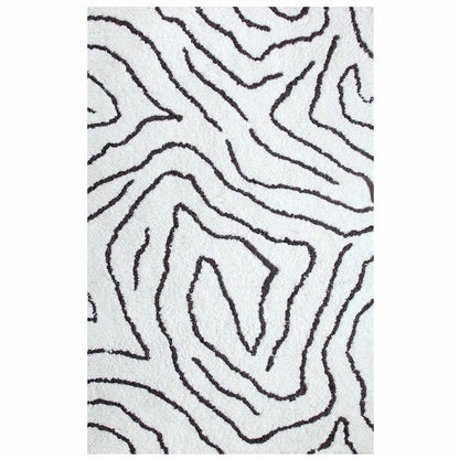 Superior Carleton Modern Handwoven Shag Area Rug - White/Grey