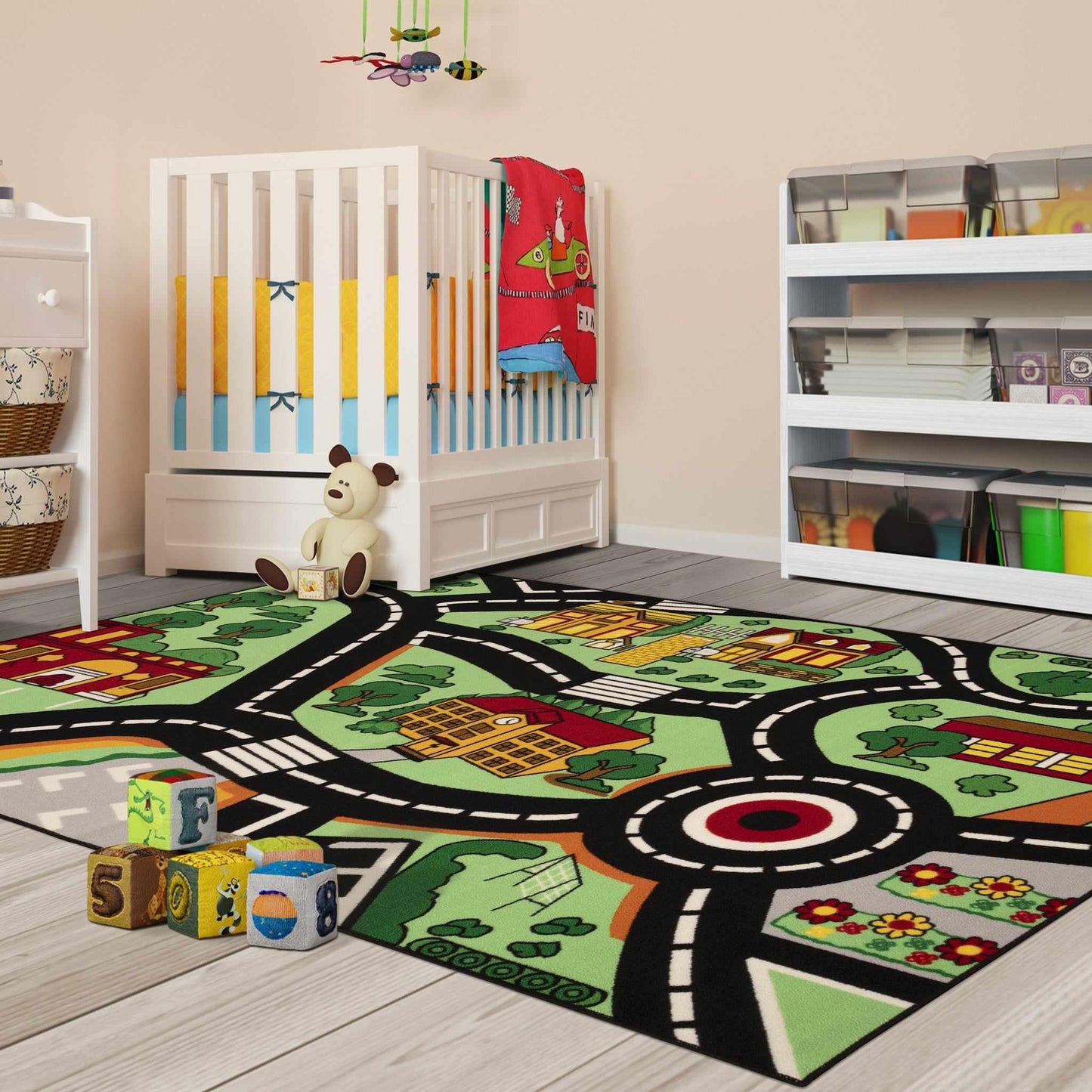  City-Cruising Non-Slip Kids Indoor Washable Area Rug or Runner 