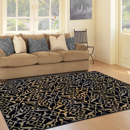 Superior Corbin Contemporary Damask Area Rug - Black