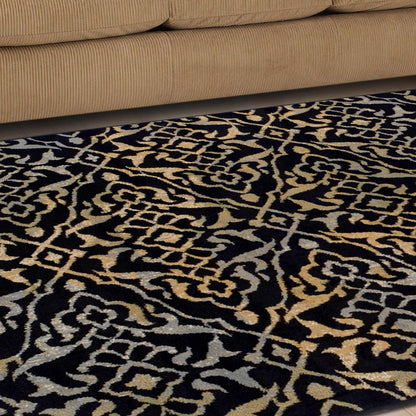 Superior Corbin Contemporary Damask Area Rug - Black