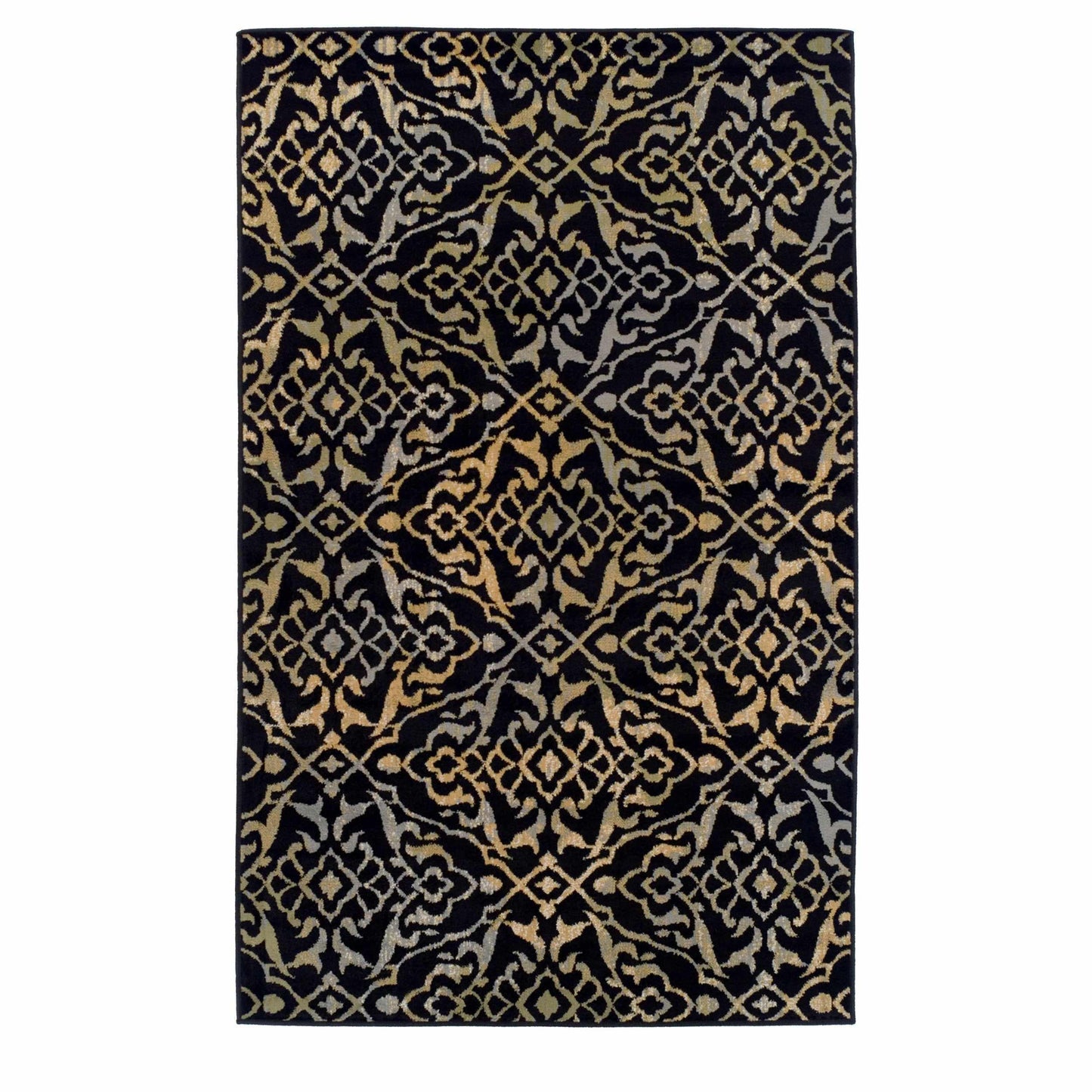 Superior Corbin Contemporary Damask Area Rug - Black