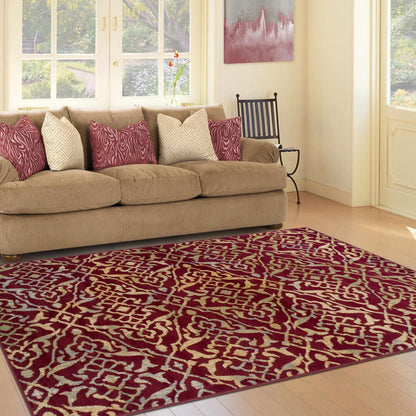 Superior Corbin Contemporary Damask Area Rug - Red
