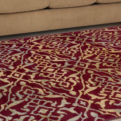 Superior Corbin Contemporary Damask Area Rug - Red