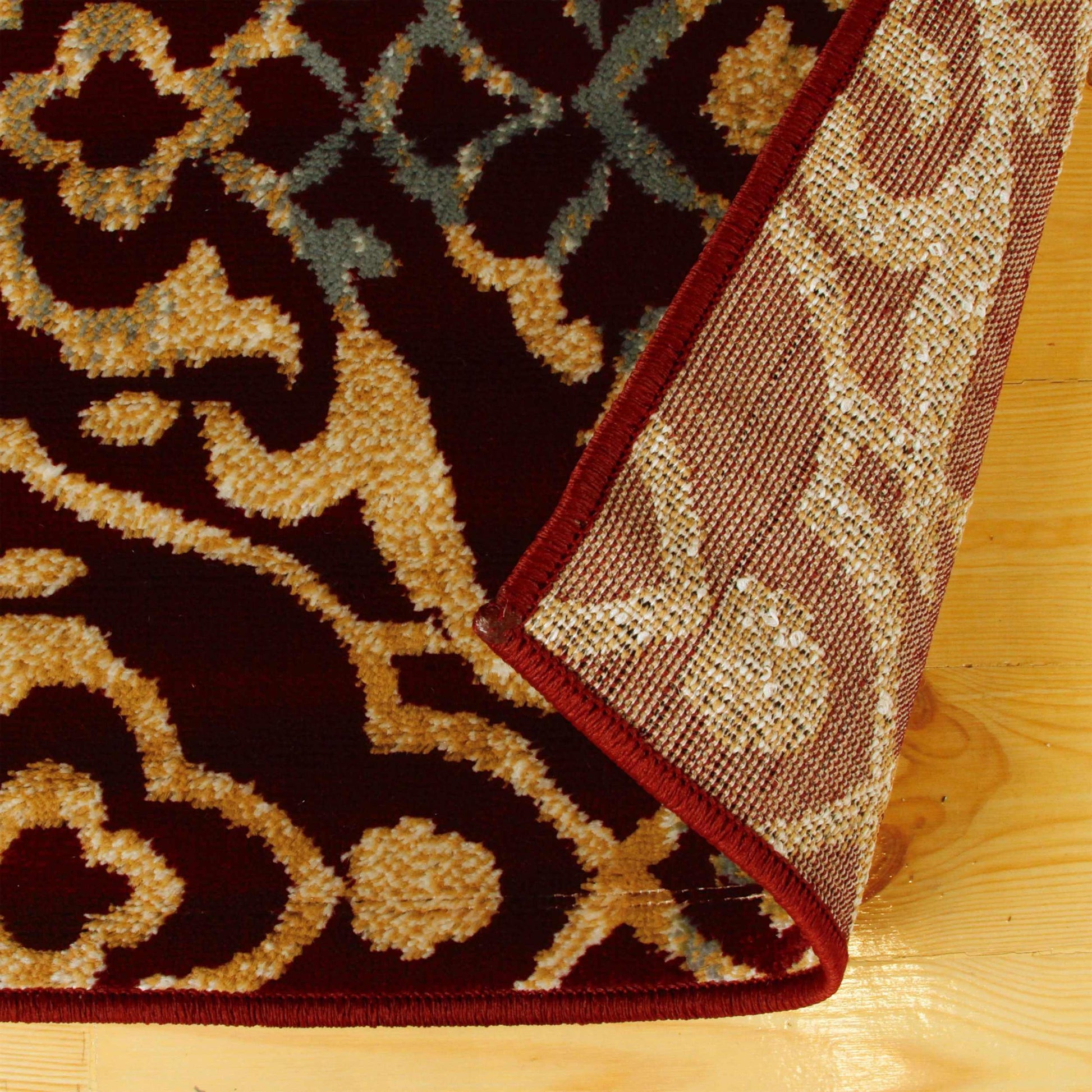 Superior Corbin Contemporary Damask Area Rug - Red