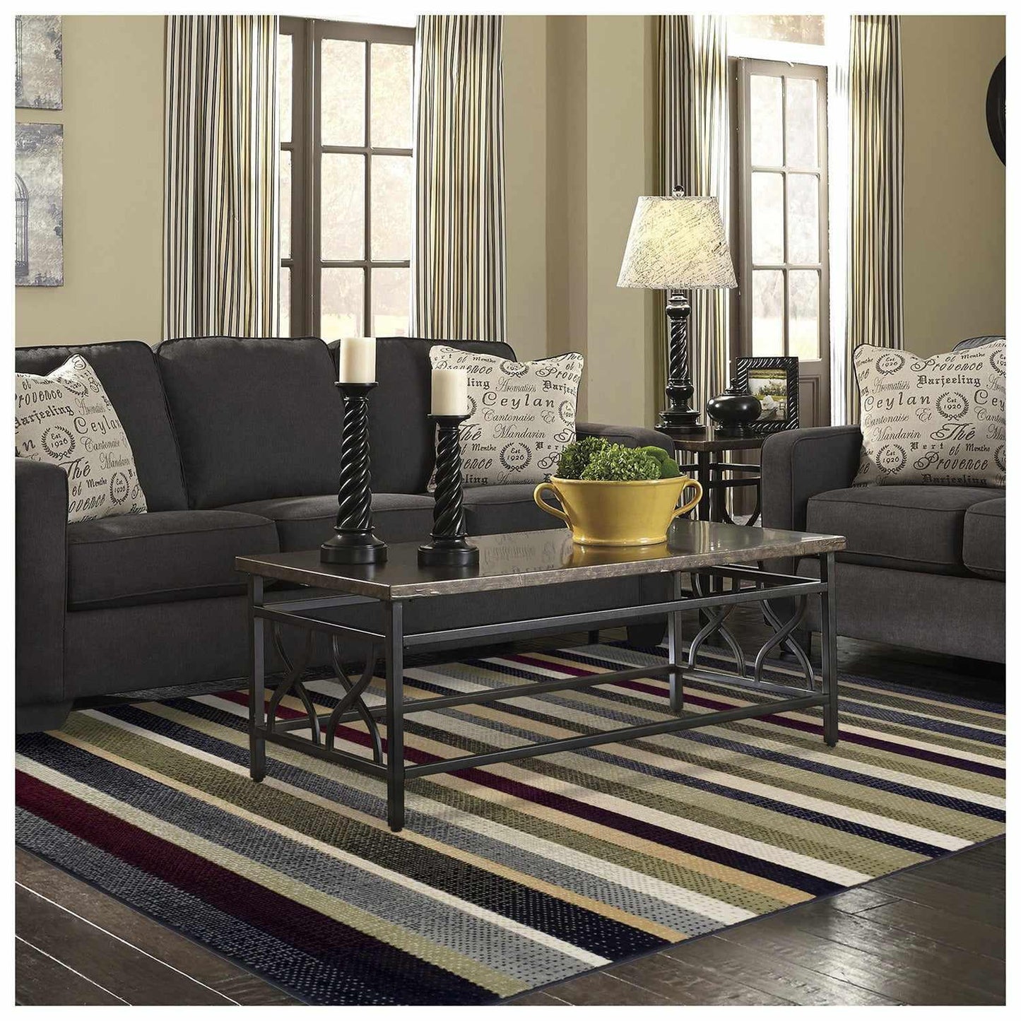 Superior Corona Striped Contemporary Area Rug - Multi-Color