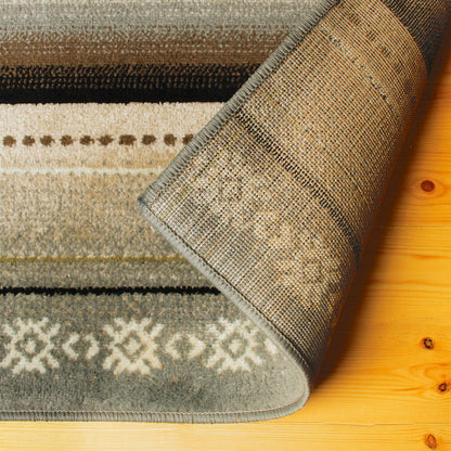  Delgado Bohemian-Striped Mozambique-Inspired Area Rug