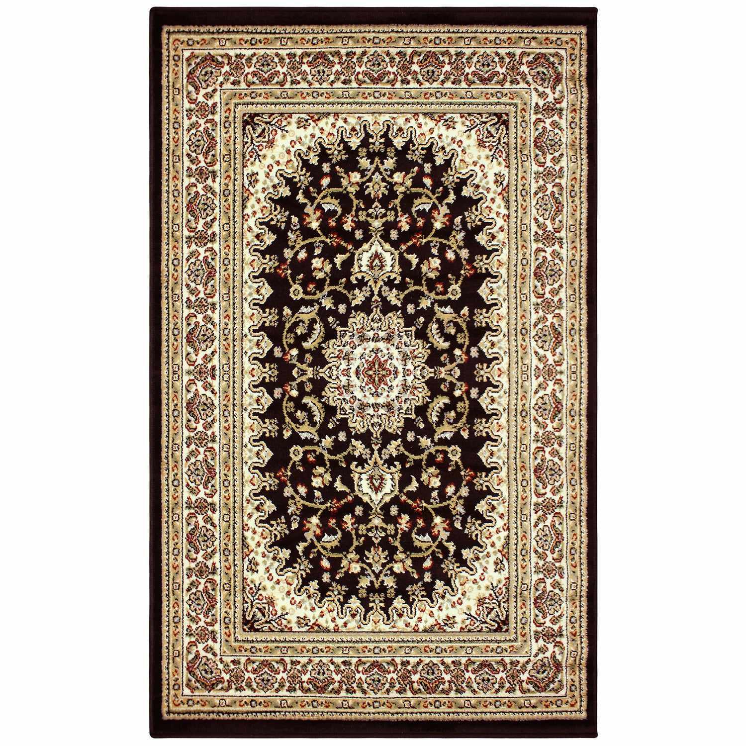  Superior Edinberg Oriental Floral Medallion Area Rug - Black/Red