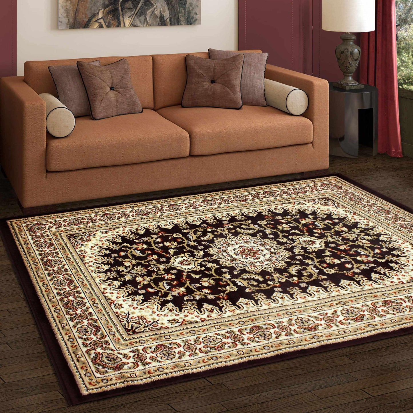  Superior Edinberg Oriental Floral Medallion Area Rug - Black/Red