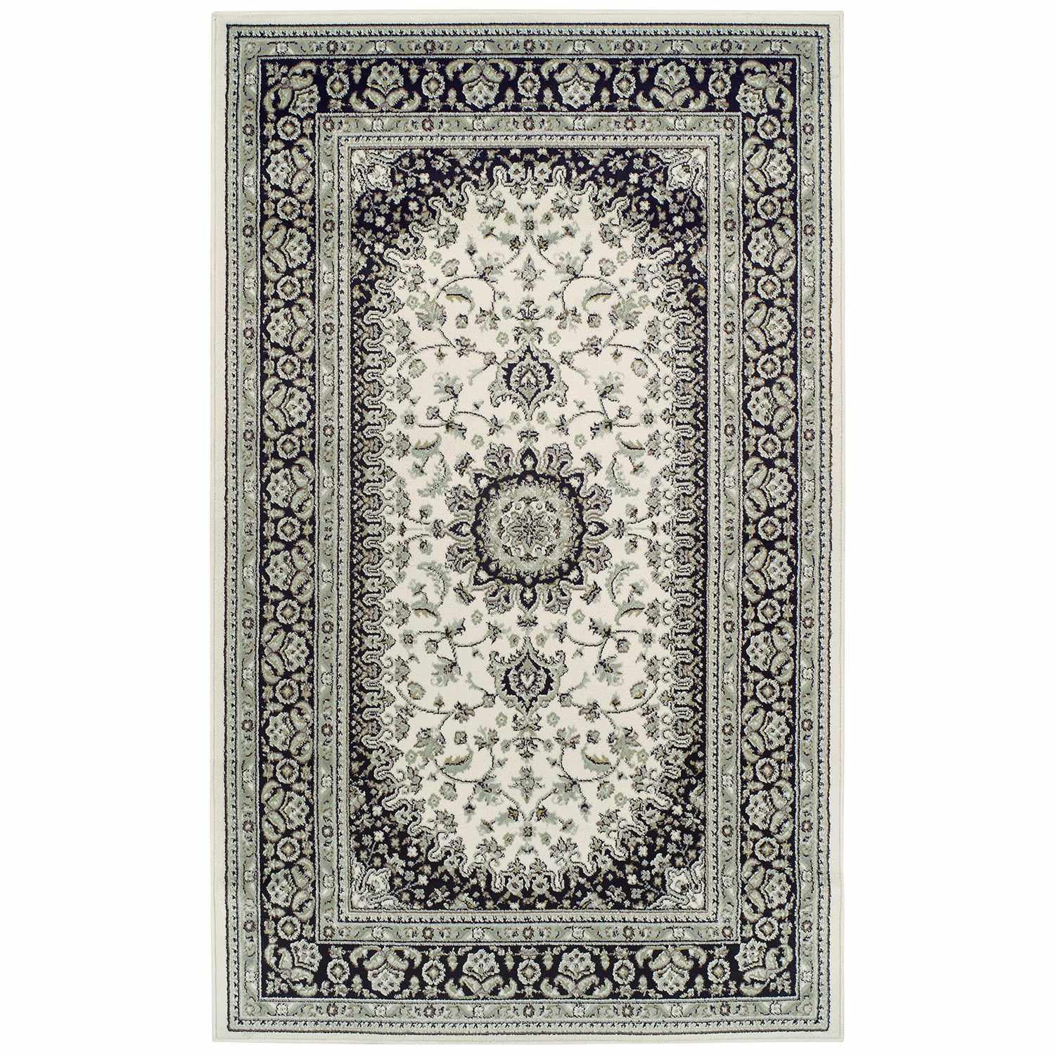  Superior Edinberg Oriental Floral Medallion Area Rug - Ivory/Green