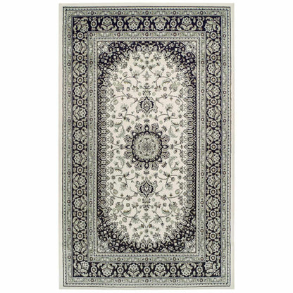  Superior Edinberg Oriental Floral Medallion Area Rug - Ivory/Green
