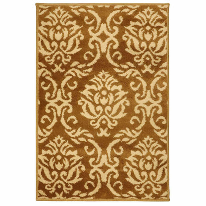 Superior Fleur Distressed Damask Area Rug - Red
