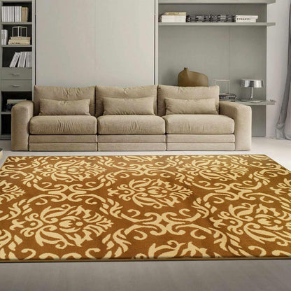 Superior Fleur Distressed Damask Area Rug - Red