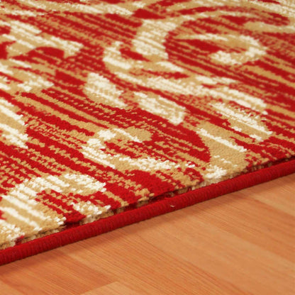  Superior Fleur Distressed Damask Area Rug - Red