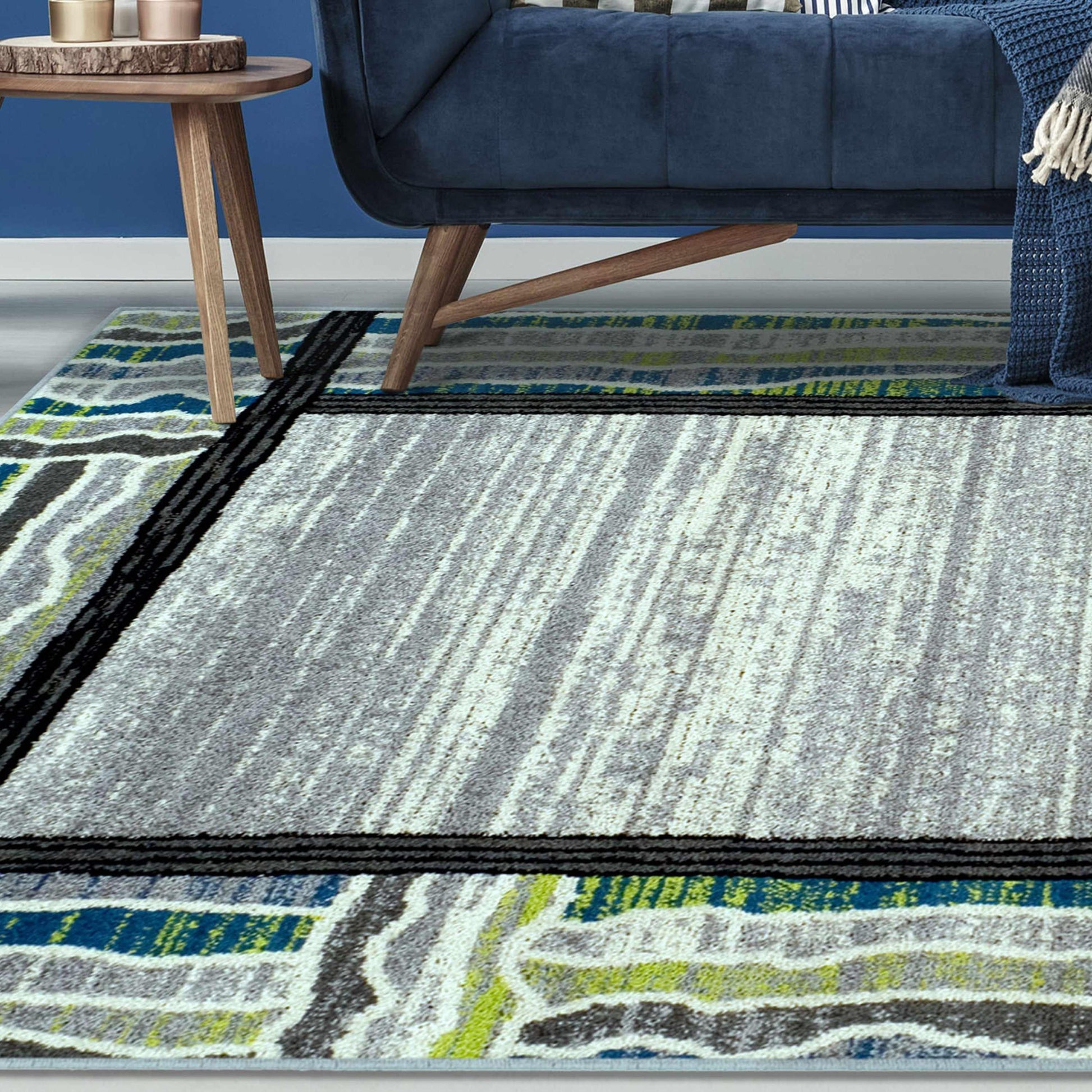 Superior Gemstone Geometric Contemporary Area Rug - Grey