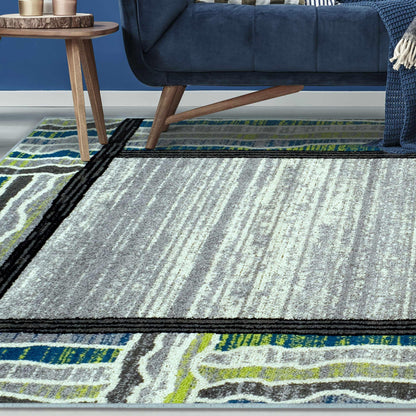 Superior Gemstone Geometric Contemporary Area Rug - Grey