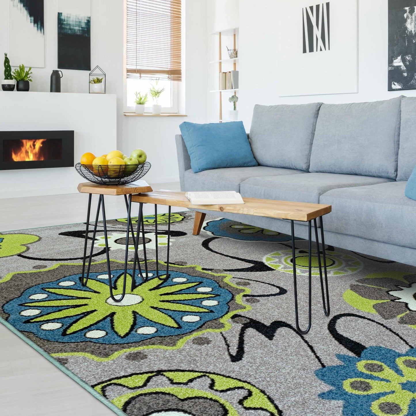  Lana Retro Floral Area Rug
