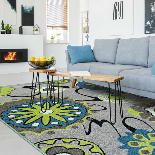  Lana Retro Floral Area Rug