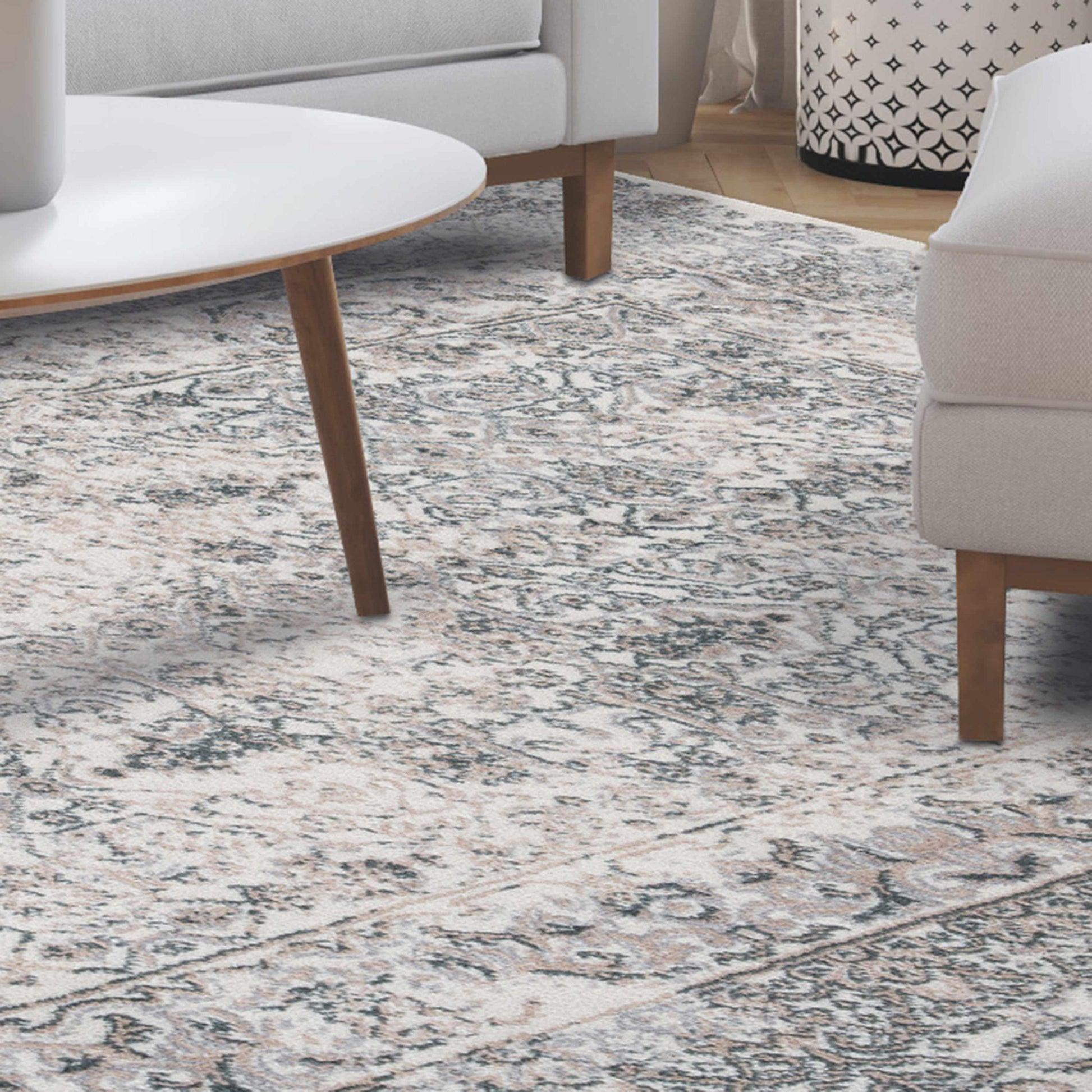 Superior Myel Distressed French Inspired Area Rug - Mulberry