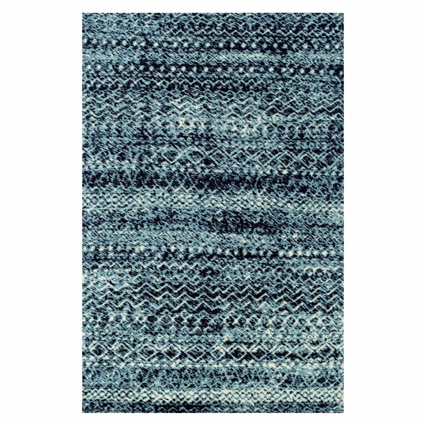 Superior Sunderland Modern Abstract Geometric Indoor Area Rug  -  Black -Blue