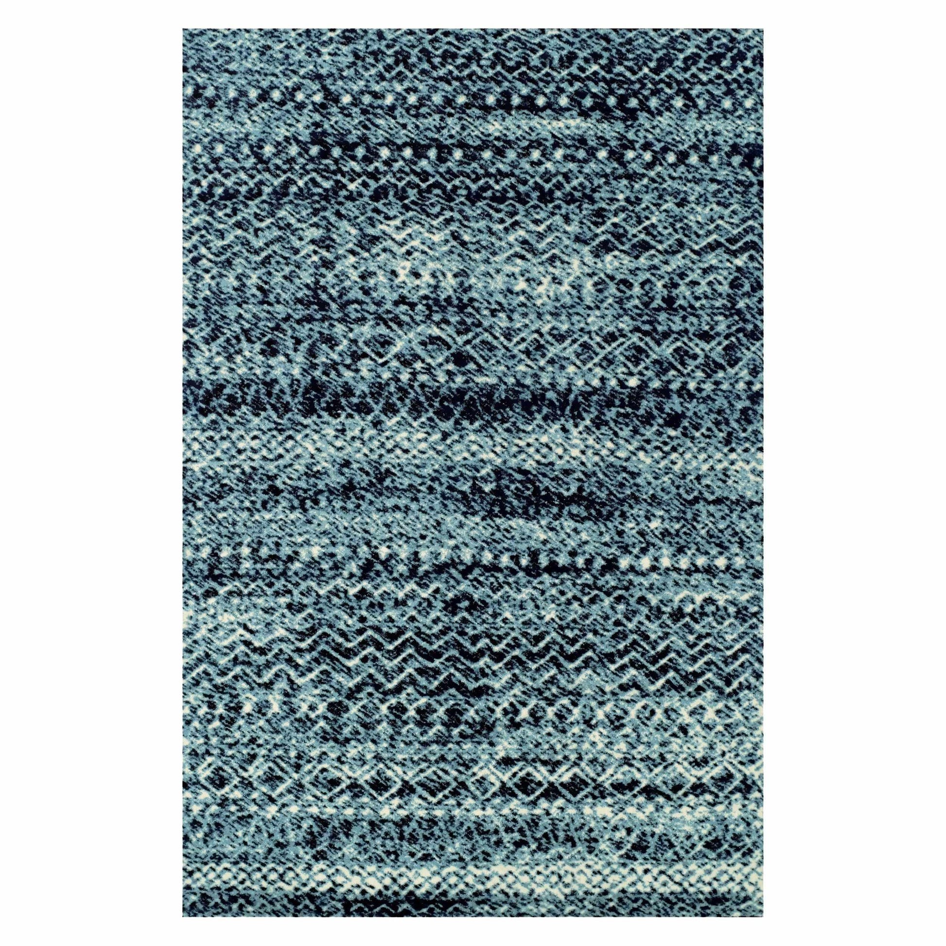 Superior Sunderland Modern Abstract Geometric Indoor Area Rug  -  Black -Blue