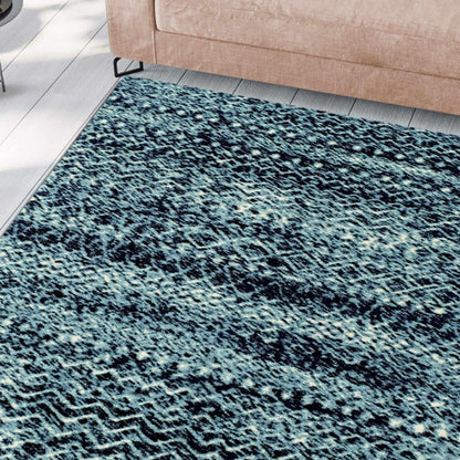 Superior Sunderland Modern Abstract Geometric Indoor Area Rug -Blue-Black