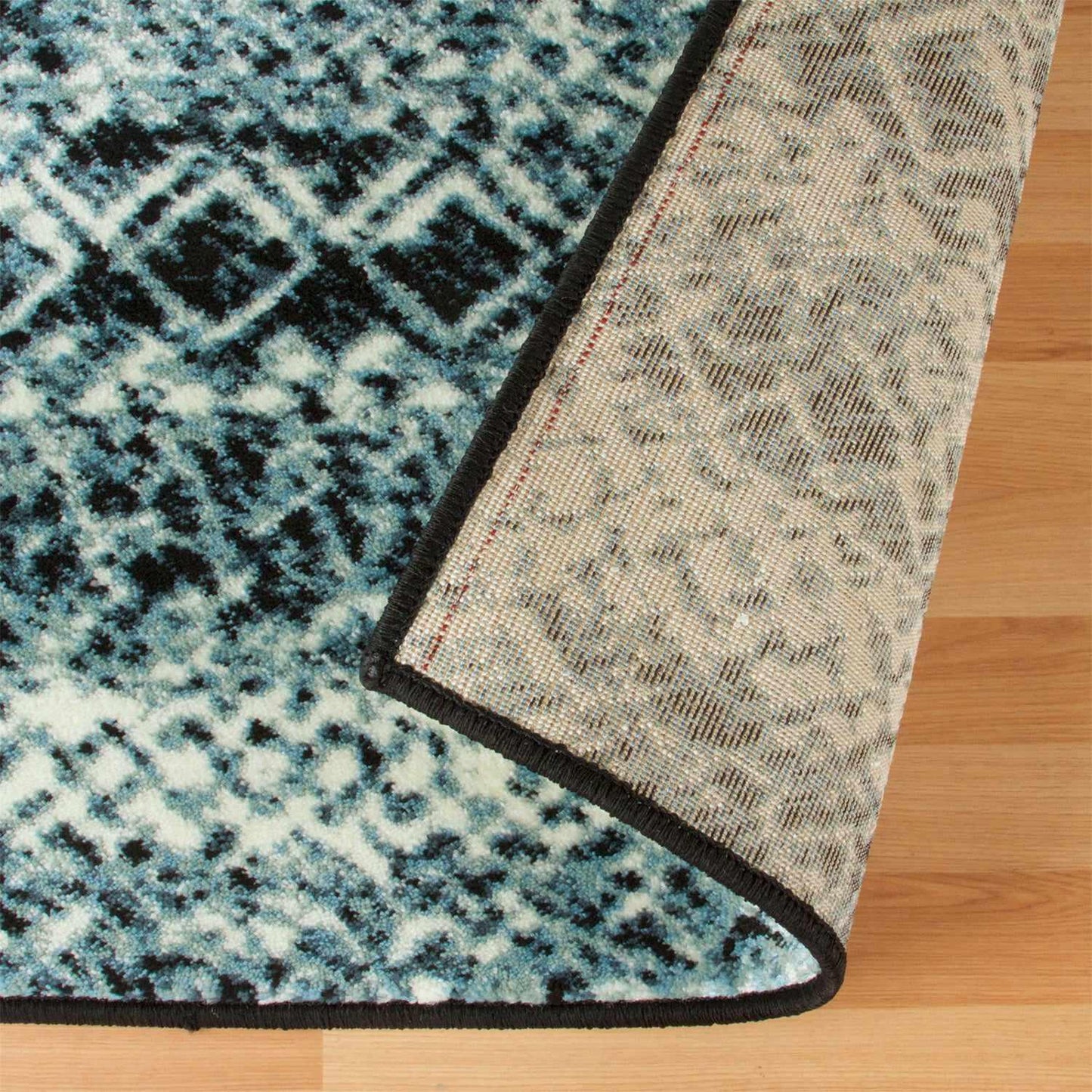 Superior Sunderland Modern Abstract Geometric Indoor Area Rug -Blue -Black