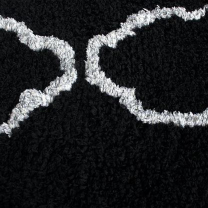  Superior Hand-Tufted Trellis Shag Area Rug - Black/Silver