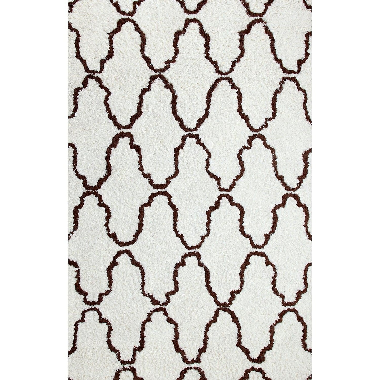  Superior Hand-Tufted Trellis Shag Area Rug - Ivory/Chocolate