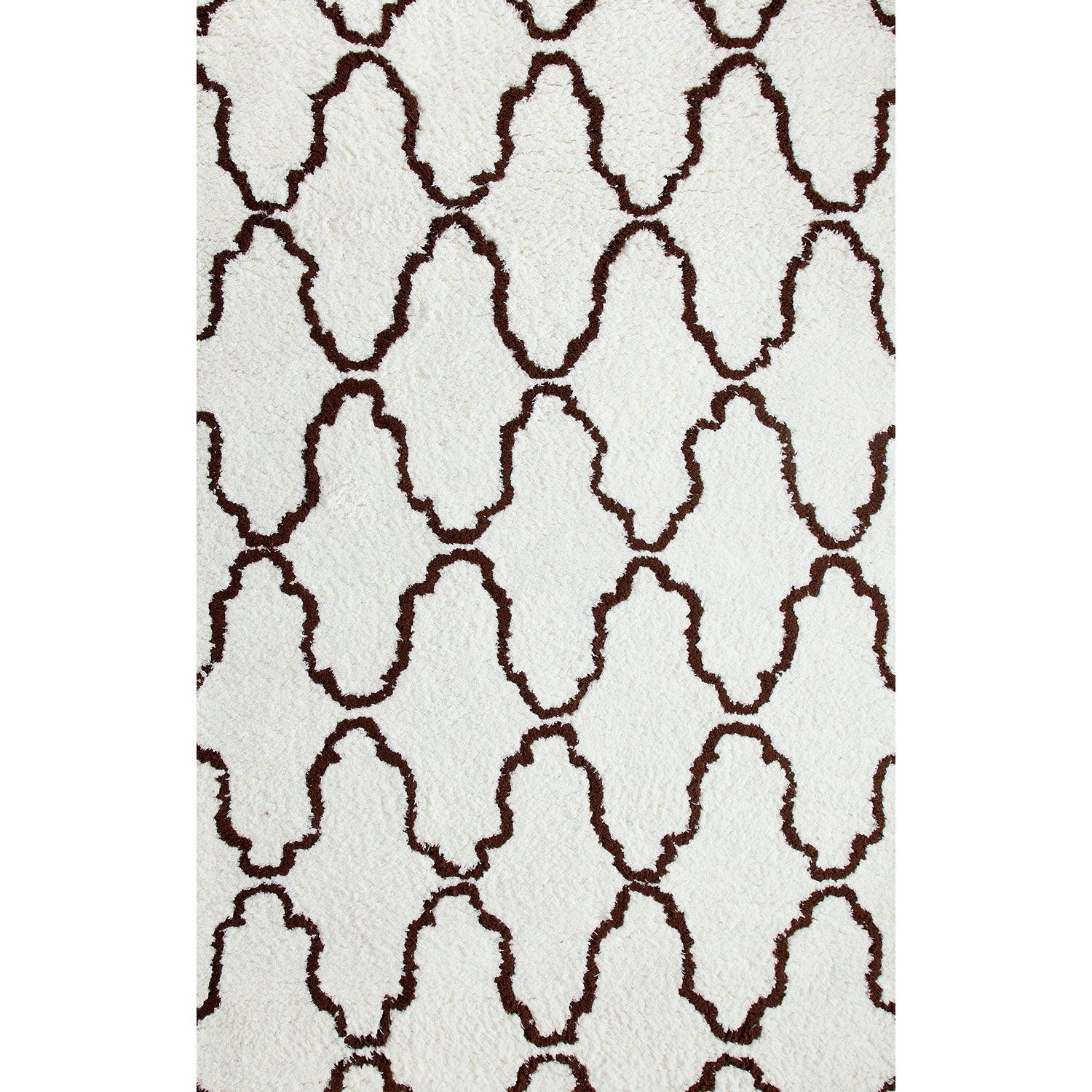  Superior Hand-Tufted Trellis Shag Area Rug - Ivory/Chocolate