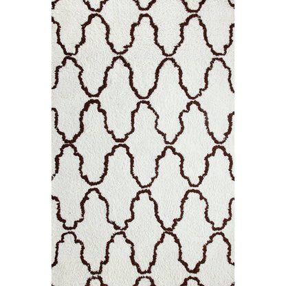  Superior Hand-Tufted Trellis Shag Area Rug - Ivory/Chocolate