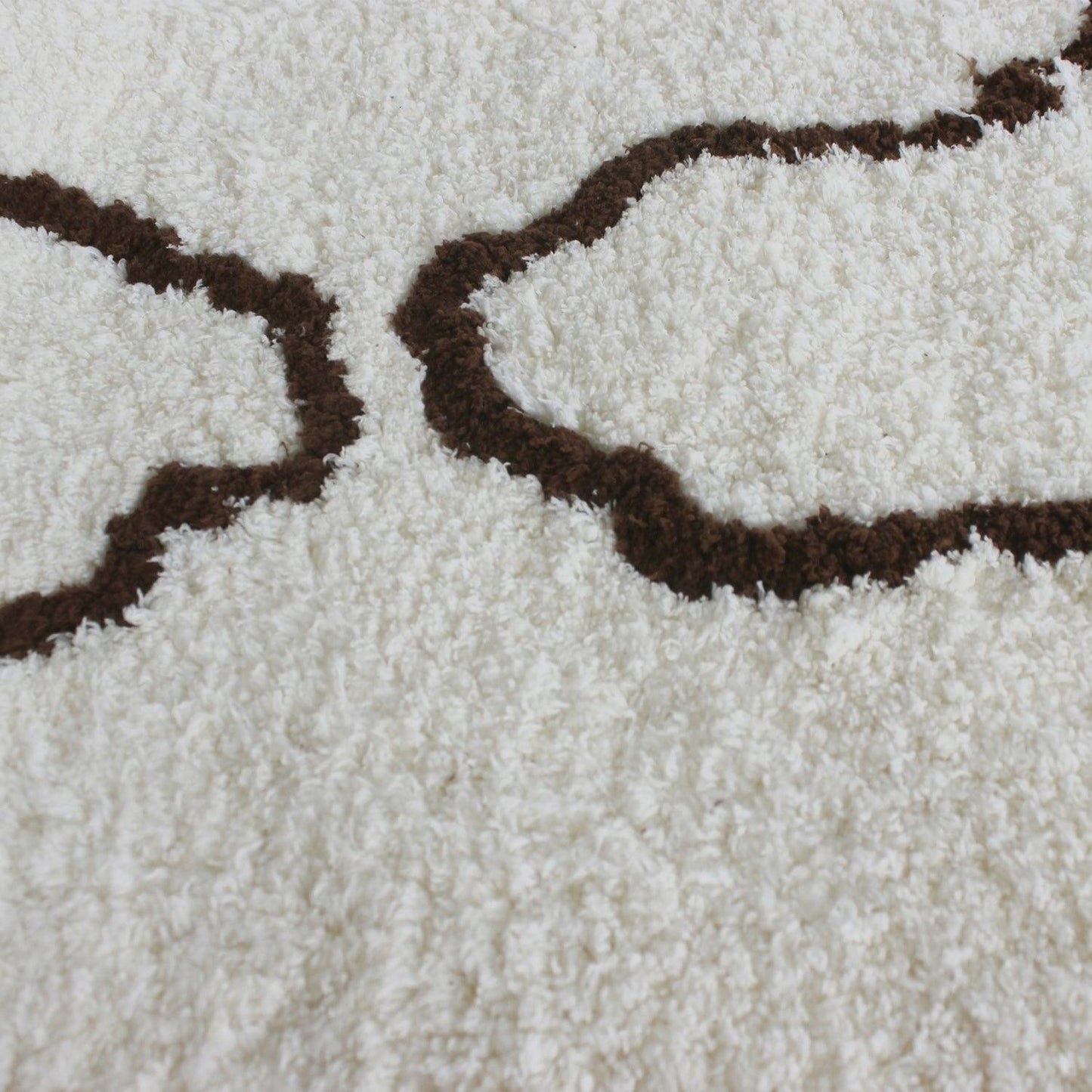  Superior Hand-Tufted Trellis Shag Area Rug - Ivory/Chocolate