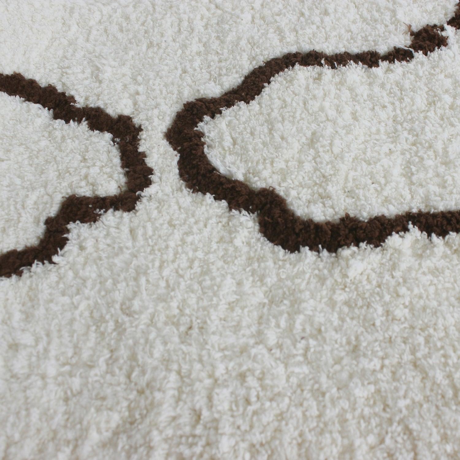  Superior Hand-Tufted Trellis Shag Area Rug - Ivory/Chocolate