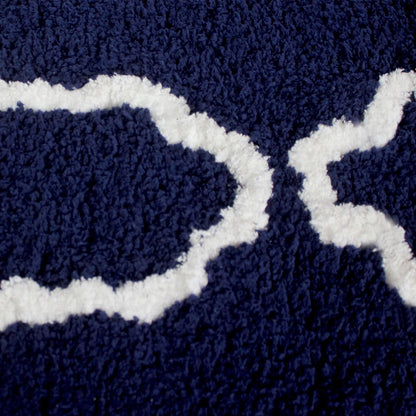  Superior Hand-Tufted Trellis Shag Area Rug - Navy Blue/White