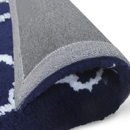  Superior Hand-Tufted Trellis Shag Area Rug - Navy Blue/White