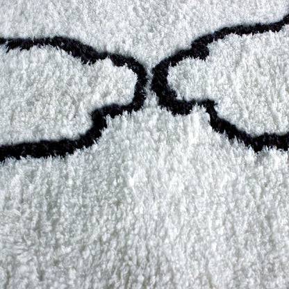  Superior Hand-Tufted Trellis Shag Area Rug - White/Grey