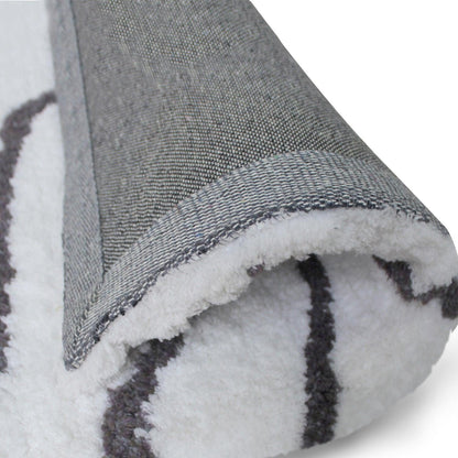  Superior Hand-Tufted Trellis Shag Area Rug - White/Grey