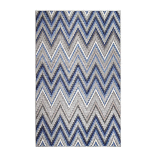 Superior Acacia Geometric Zigzag Modern Indoor/Outdoor Area Rug or Runner Rug - Grey