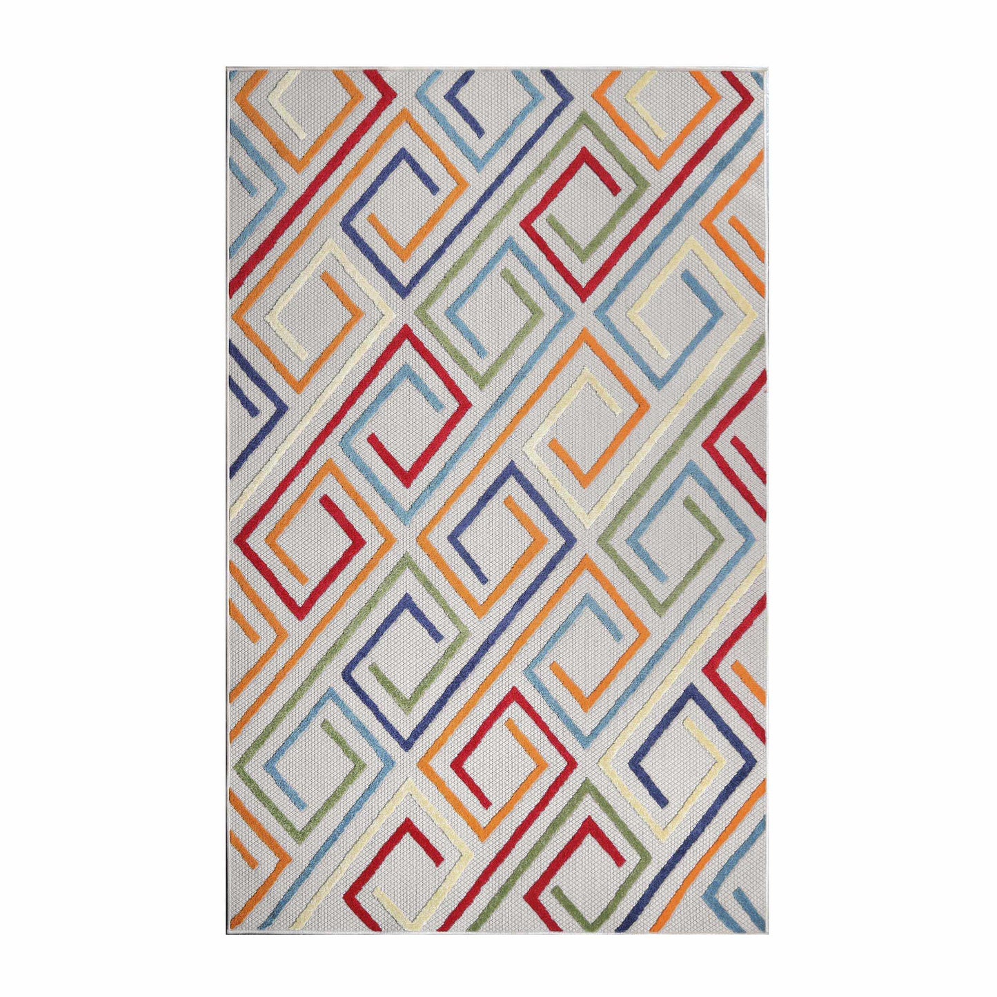 Superior Area Rug Indoor Outdoor Geometric Modern Rug - Cream