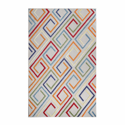 Superior Area Rug Indoor Outdoor Geometric Modern Rug - Cream