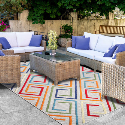 Superior Area Rug Indoor Outdoor Geometric Modern Rug - Cream