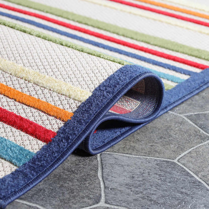  Superior Eastyn Casual Stripe Geometric Indoor/Outdoor Area Rug - Cream