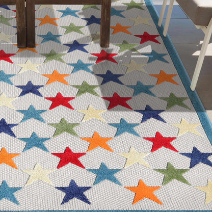 Superior Juniper Modern Stars Novelty Indoor/Outdoor Area Rug -Cream