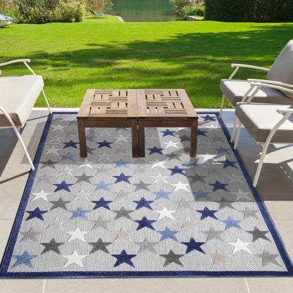 Superior Juniper Modern Stars Novelty Indoor/Outdoor Area Rug - Slate