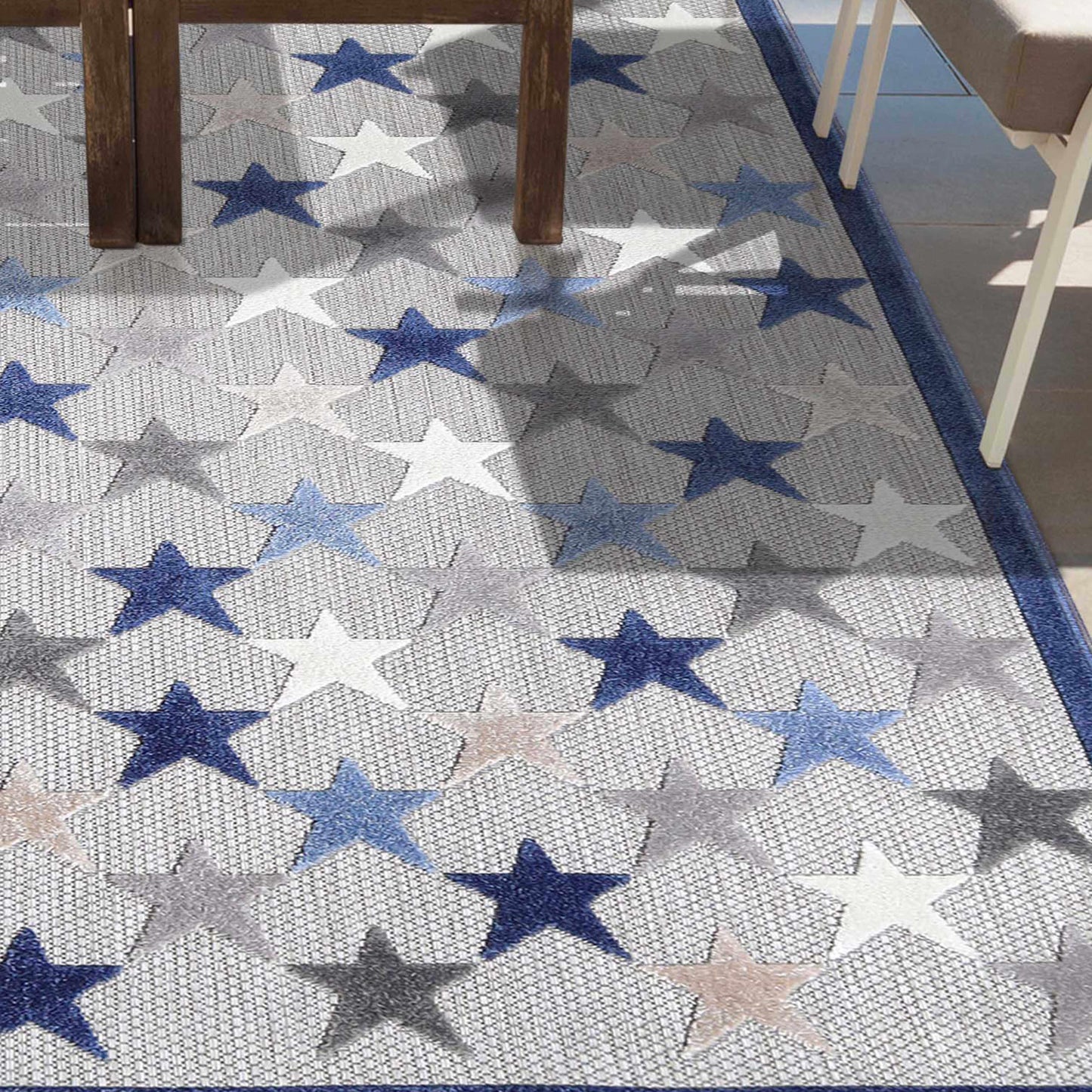 Superior Juniper Modern Stars Novelty Indoor/Outdoor Area Rug - Slate