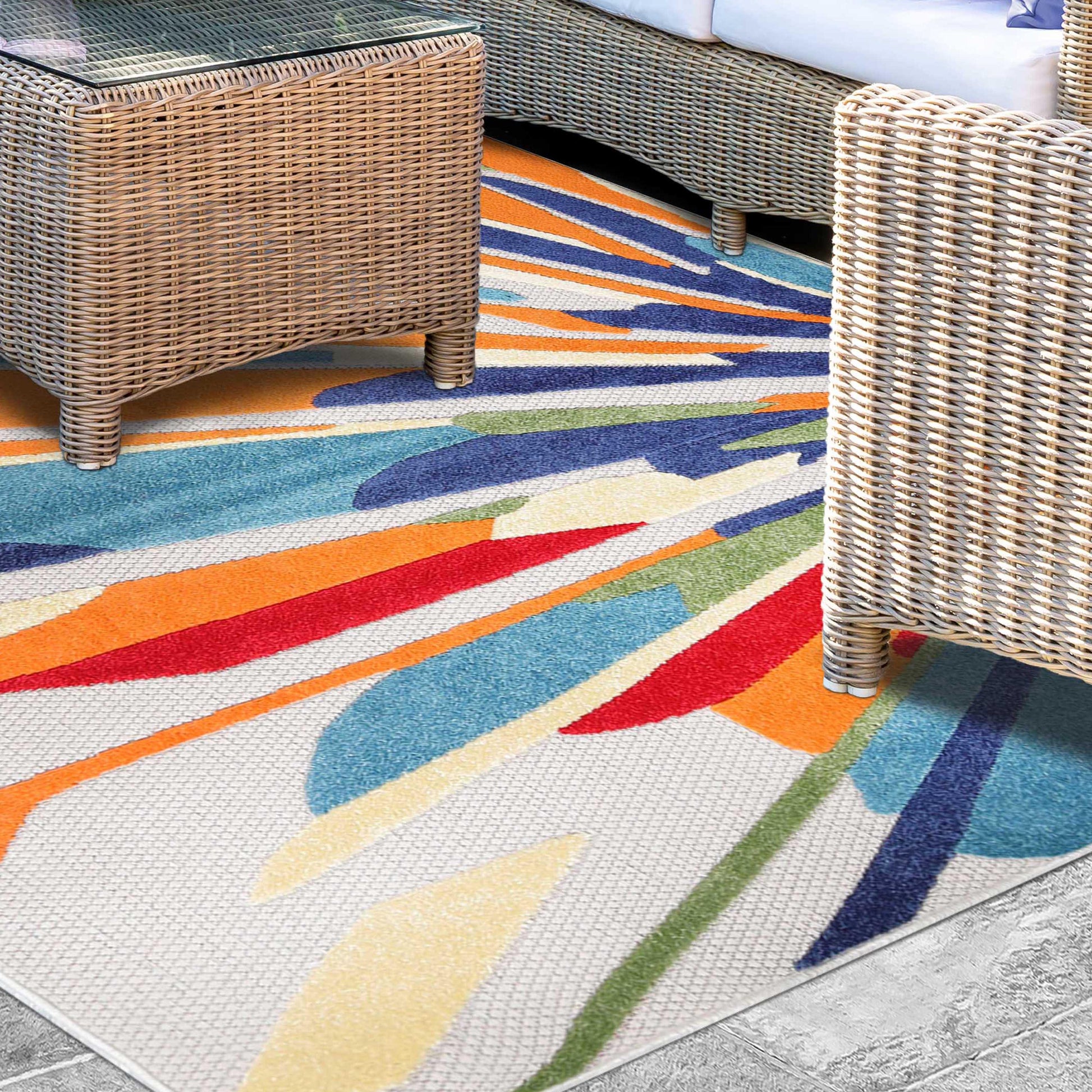 Superior Leander Modern Geometric Abstract Indoor/Outdoor Area Rug or Runner Rug 