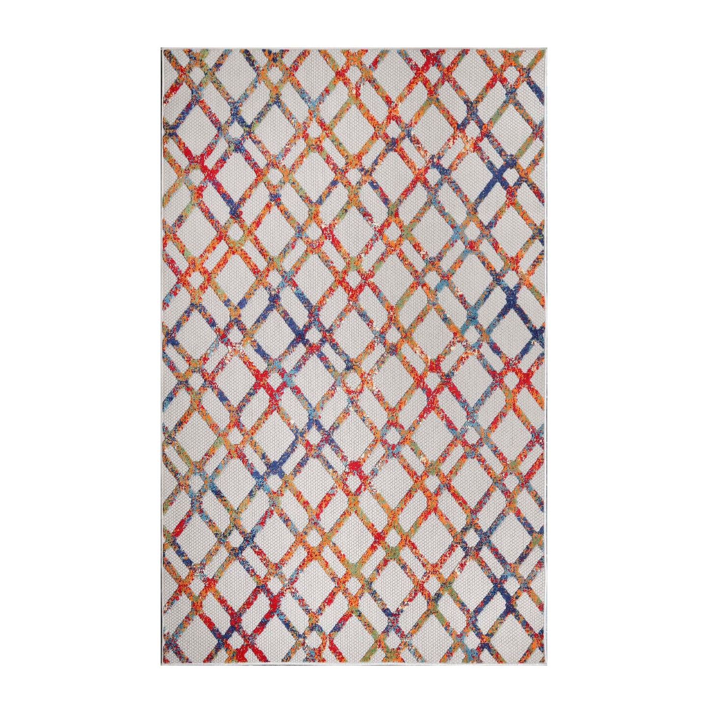 Superior Paxson Geometric Diamond Lattice Indoor/Outdoor Area Rug - Cream