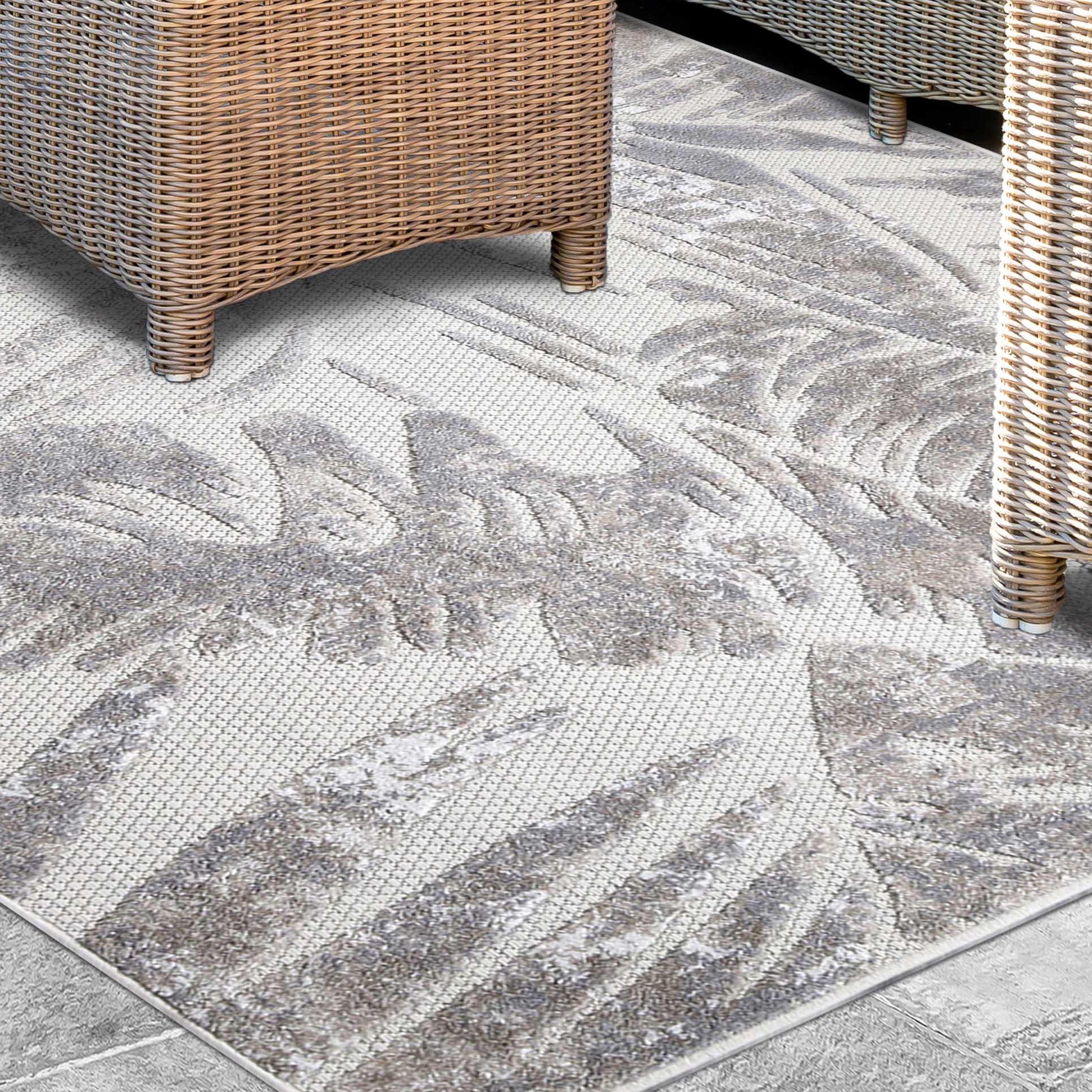  Superior Siesta Botanical Leaves Modern Indoor Outdoor Area Rug or Runner Rug - Slate
