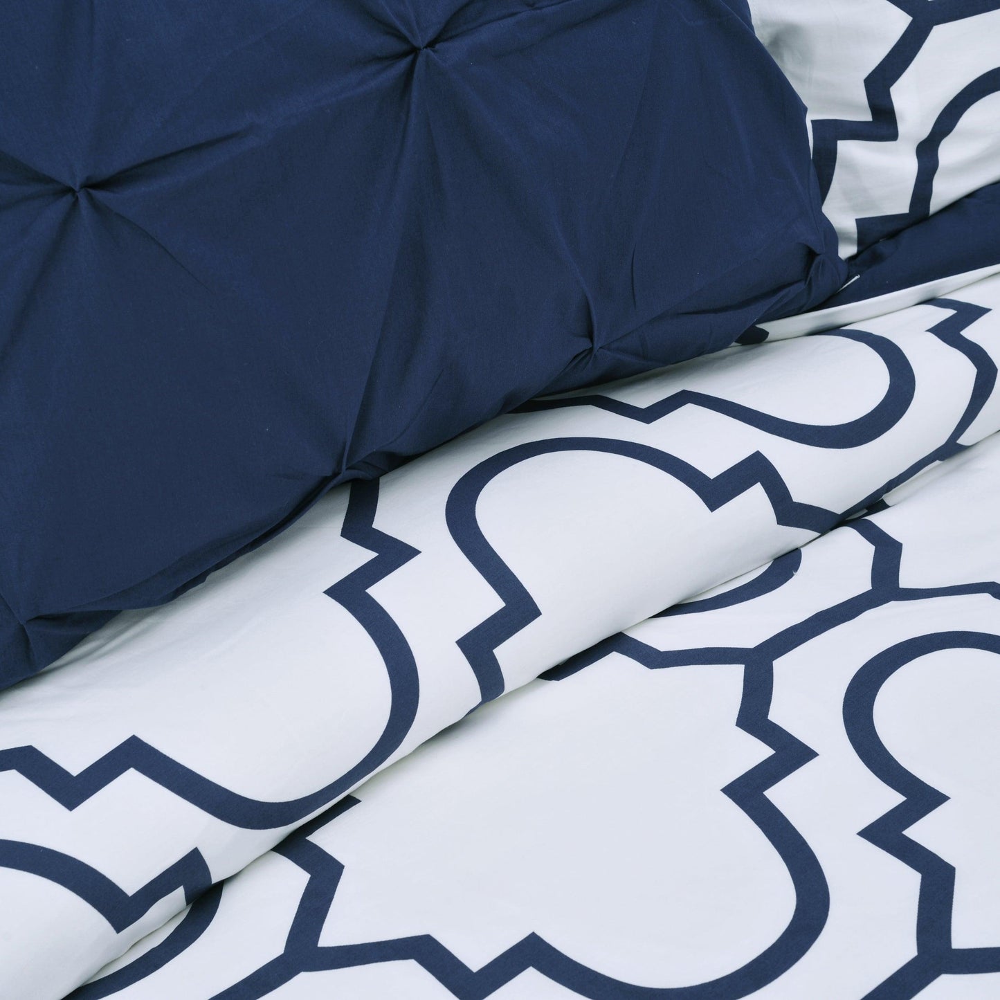 Superior Cotton Modern Geometric Valencia  Set with Button Closure - Blue